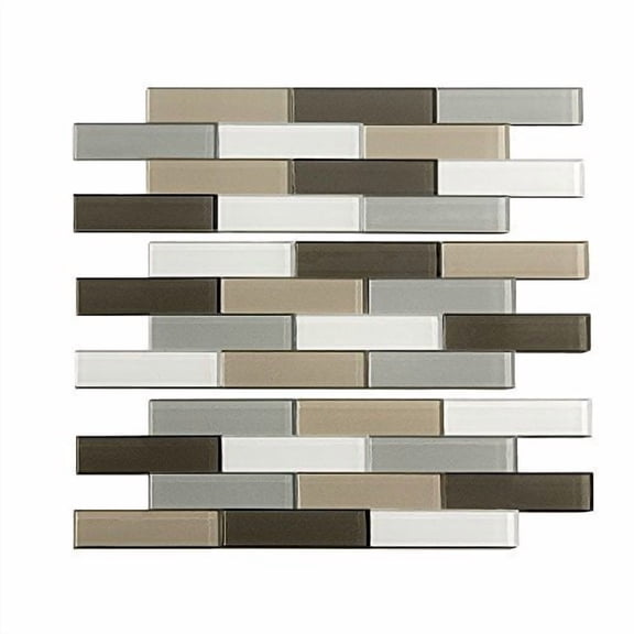 Aspect Peel and Stick Backsplash 12.5in x 4in Subway Rustic Clay Matted Glass Tile for Kitchen and Bathrooms (3-Pack)
