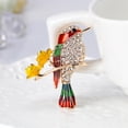 thumbnail image 2 of Broche temático de pájaro de de imitación de cristal para decoración de bufanda de vestido de ropa rojo Zulema Broche de alfiler de pájaro, 2 of 5