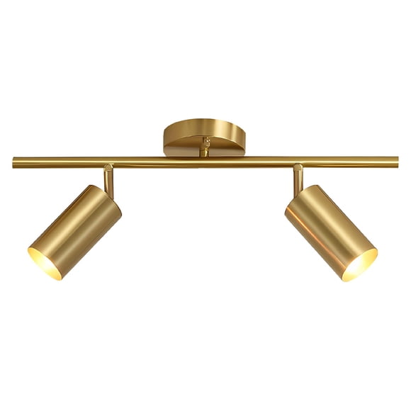 BOKT Kit de iluminación de riel LED moderno de 2 luces de mediados de siglo 2 vías Foco de techo de montaje empotrado dorado Accesorio de iluminación de riel de ángulo ajustable de latón cepillado
