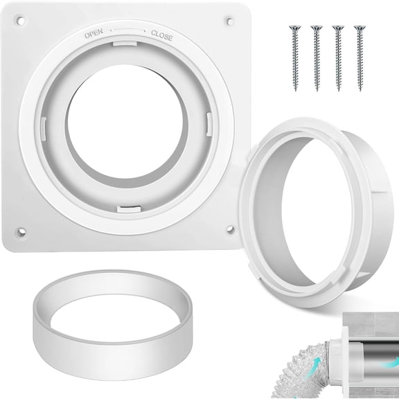 Dryer Vent Connector Kit, Dryer Vent Wall Plate with Quick Connect & Disconnect, Twist Lock Dryer Duct Connector Kit Fits 4 Inch Tubes, Covers Area 7 Inch x 7 Inch, for Dryer Washer Bathroom