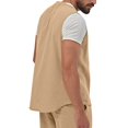 thumbnail image 5 of CIENVNSTG Button Down Sleeveless Casual Cotton Linen Vest For Men Solid Lightweight Breathable Waistcoat Versatile Beach Cardigan Tops For Outdoor Daily Business Suit Matching Outfits Earthy Yellow M, 5 of 5