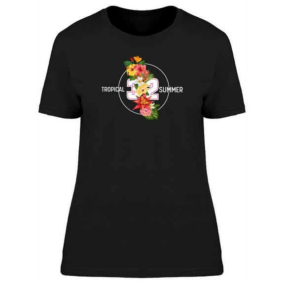 Tropical Summer 32 Cute Flowers T-Shirt Women -Image by Shutterstock, Female Large
