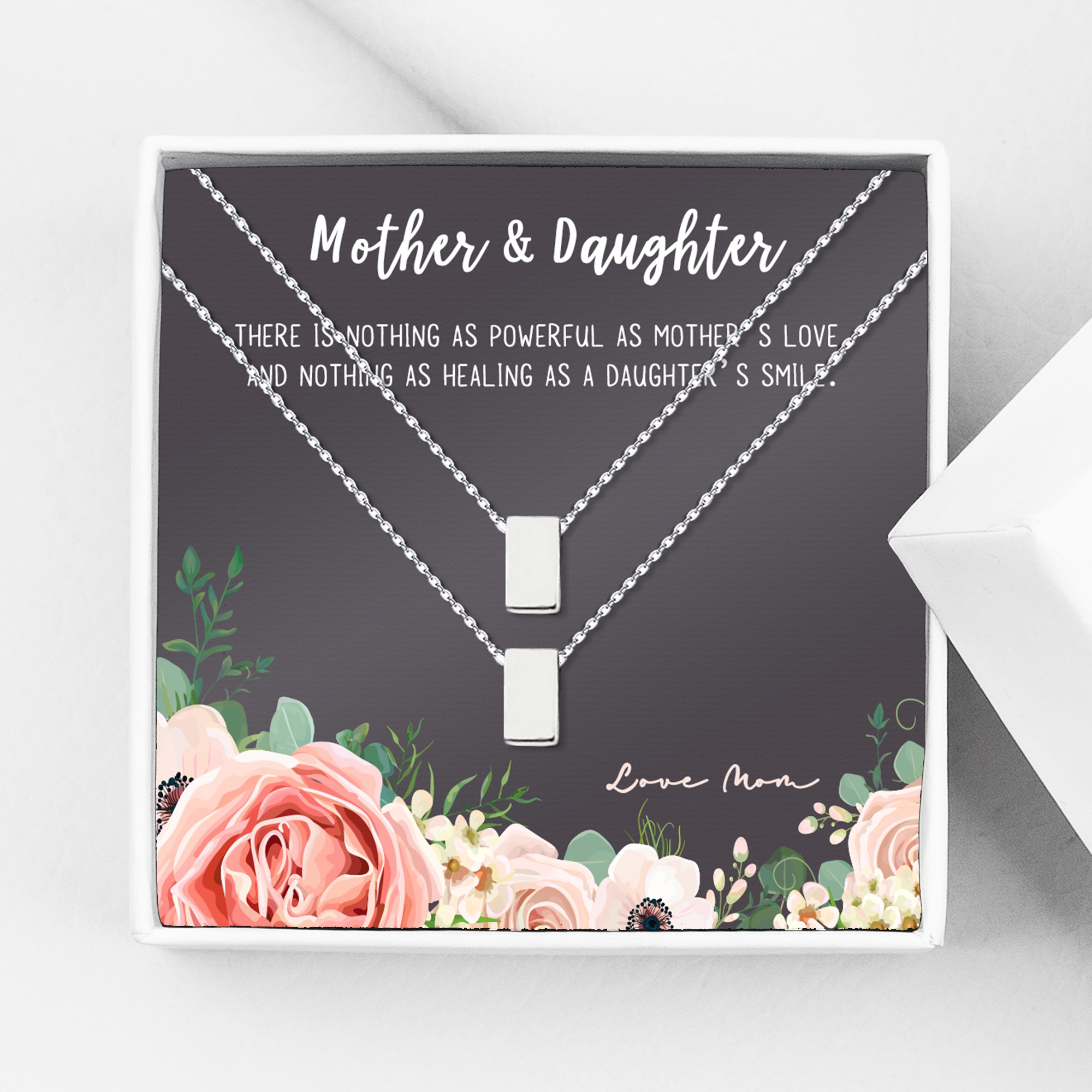 Custom Mother's Day Mother's Day Gift, Gift for Her, Gift for Mom, Personalized Card and Necklace Jewelry, Silver Infinity Mother's Day Card Necklace, Birthday Gift [Silver, Personalized Card]