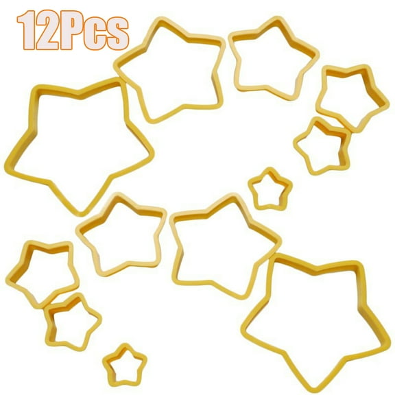 Cheers.US Star Cookie Cutter Set-12Pcs Plastic Five-pointed Star Biscuit Molds Fondant Cake Cookie Cutter Set Pastry Mold-for 3d Christmas Cookies
