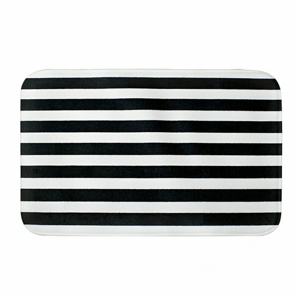 AUQ Bathroom Rugs Non Slip Washable,Black and White Stripes Water Absorbing Bath Mats for Bathroom,Soft Bathroom Mat Entryway Rug for Indoor Shower Tub Kitchen Living Room