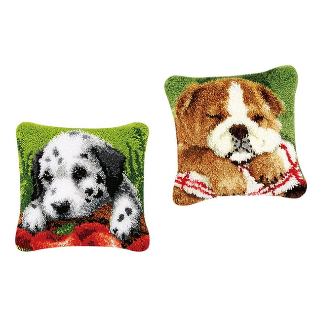 2 Unids / Set Kits de Gancho de Enganche DIY Funda de Almohada Modelo de Alfombra de mascota Impreso 17X17 Pulgadas, Manualidades de de