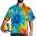 thumbnail image 4 of tie dye119 Men's Short Sleeve Casual Printed Button Down Beach Shirt Summer Unisex Top, 4 of 6