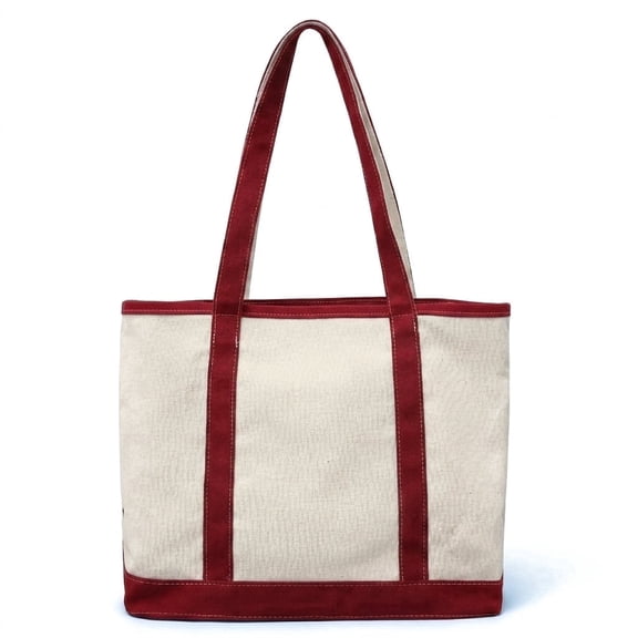 Basic canvas tote bag, thick structured large capacity handbag, versatile for work, school and shopping, unisex daily shoulder bag.