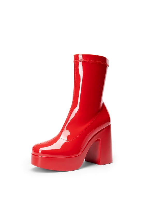 Women's Platform Gogo Ankle Boots High Chunky Block Heel Square Toe Booties Shoes