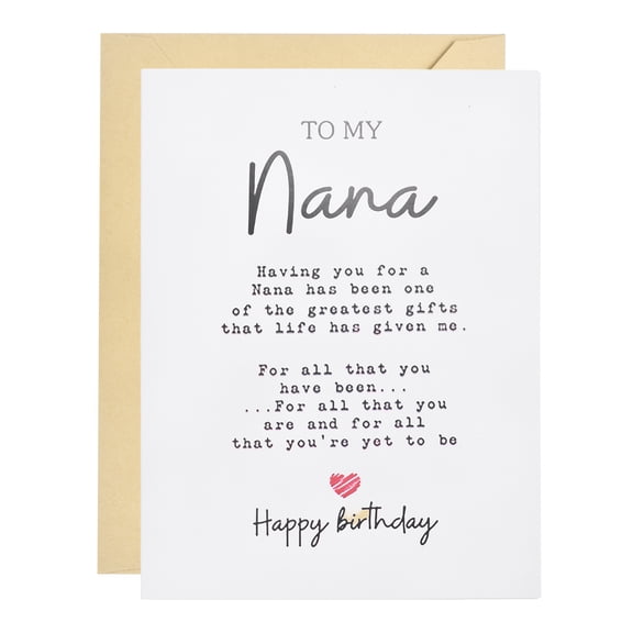 Uxcell Birthday Card, Funny Happy Birthday Greeting Cards Thick Card Stock with Kraft Paper Envelope Gift Perfect for Wife, Husband, Brother, Sister, Daughter, Son, Mom, White(nainai)