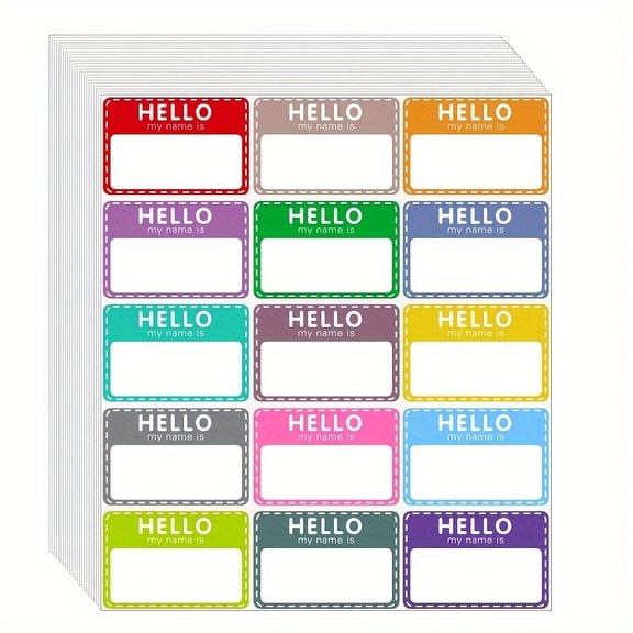 150pcs Colorful Name Tags Stickers, Hello My Name Is Stickers Name Tag with Color Border, (3"x2") Adhesive Nametags Labels Sticker for Party Events School Classroom Off