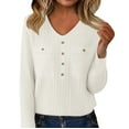 thumbnail image 2 of Winter Plus Size Fall Sweaters for Women Women's V Neck Cut Sweater With Buttons Soft Wool Knit Pullover Slim Fit Base Layer For Daily Wear, 2 of 4