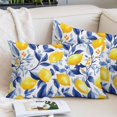 thumbnail image 2 of Summer Lemon Oversized Pillow Covers, Watercolor Yellow Blue Garden Floral Soft Throw Pillow Cases with Invisible Zipper, Decorative Pillowcase Pillows Protectors for Sofa Bed Couch 24"x36", 2 of 9