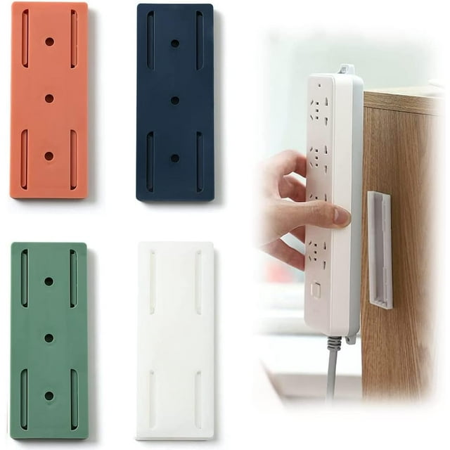 HUGFEGWE Self-Adhesive Desktop Socket Fixer, 2023 New Self Adhesive Power Strip Holder, Desktop mountable Plug-in Socket Fixer Bracket Stand, Cable Management Punch Free Surge Protector CJ25311-228