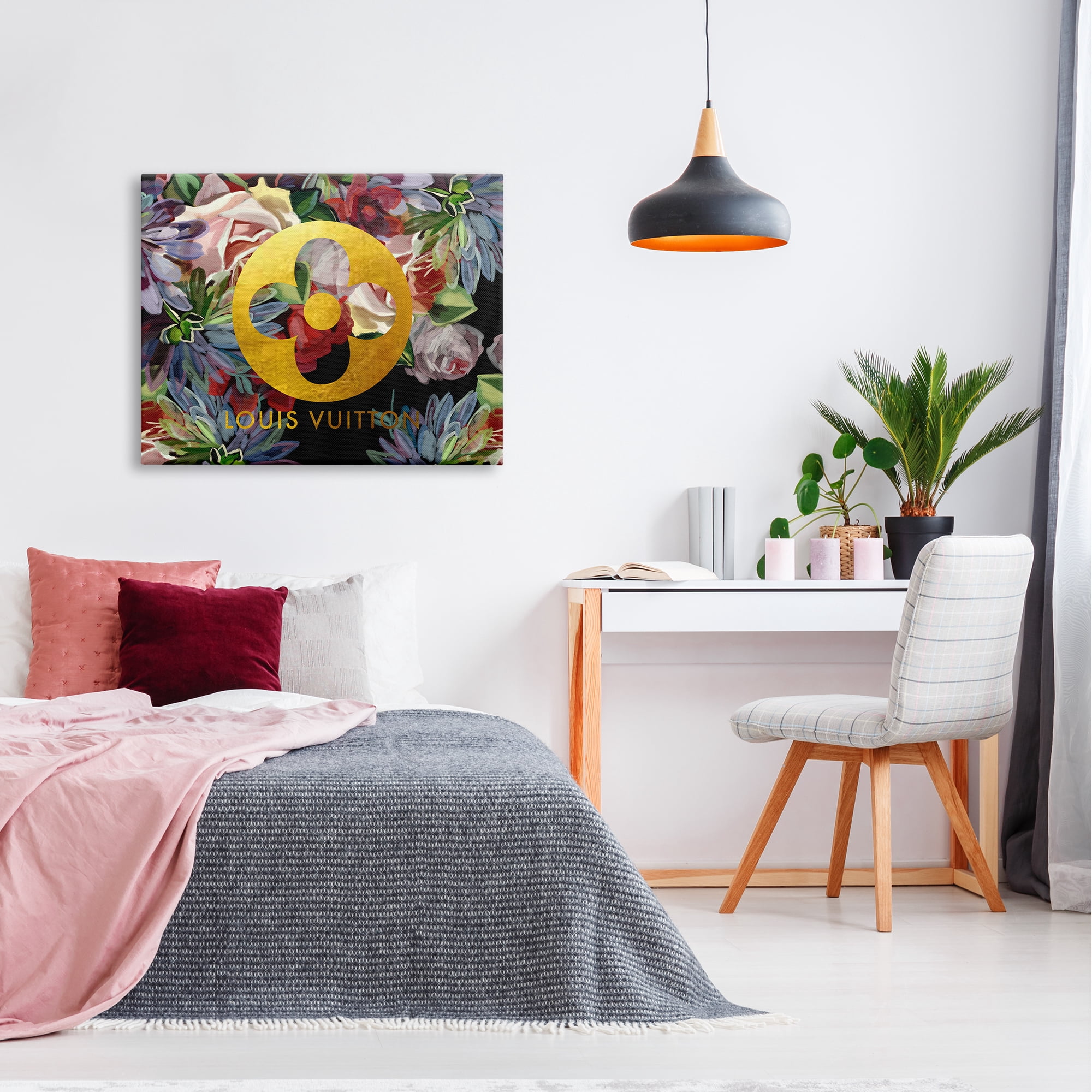 Stupell Industries Floral Glam Fashion Logo Botanical & Floral Painting Gallery Wrapped Canvas Art Print Wall Art, 40 x 30