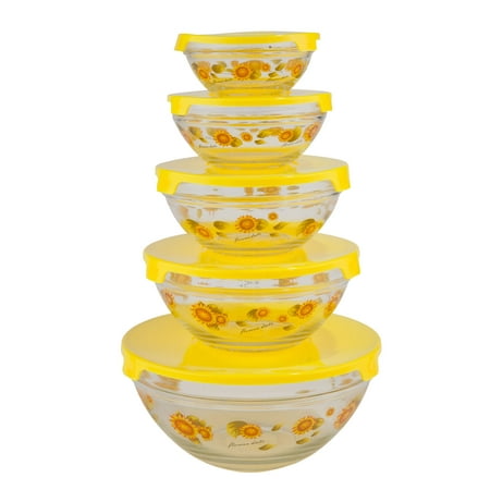 Waterford Glass Bowls - Yellow Sunflowers Glass Bowls Set of 5