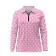 thumbnail image 4 of Yuyamidu Polka Dots Women's Golf Shirt Cute Pink Long Sleeve 1/4 Zip Athletic Tennis Shirts Stylish Workout Shirts for Women Size M, 4 of 8