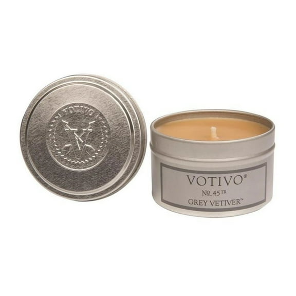 Votivo Travel Tin Grey Vetiver Candle, 4 oz/ 115 g