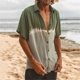 thumbnail image 2 of Camisas s Para Hombre Slim Fit Hombres Moda Primavera Verano Casual Manga corta Turndown Neck Impreso Camisetas Top Blusa (Green, XXL), 2 of 4