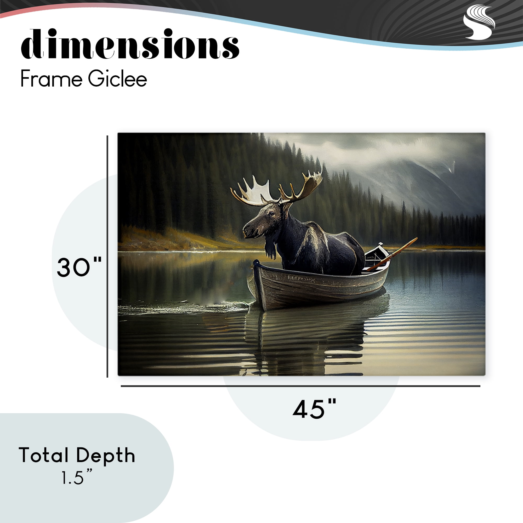 Moose in Canoe Tranquility Canvas Wall Art, design by Sasha