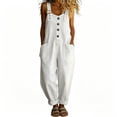thumbnail image 2 of ClodeEU Women's Wide Leg Denim Bib Overalls,Casual Loose Baggy Jumpsuit with Pockets White,Women's Plus XL, 2 of 6