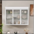 thumbnail image 4 of 3 Door Arched Wall Mounted Glass Cabinets for Kitchen, Living Room and Bathroom(White), 4 of 13