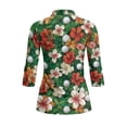 thumbnail image 3 of Uorisanigo Hawaii Flower Golf Athletic Polo Workout Tops for Women Fashion Zipper Neck Quick Dry Athletic Polo Shirts Stylish 3/4 Roll Sleeve Outing Wear Pullover for Workout Sports, 3 of 7