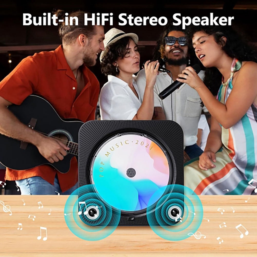 Nidemao Portable CD Player with Bluetooth Functionality; Home Desktop CD Player; Built-in High-Fidelity Speakers; Equipped with Remote Control, Dust Cover, LED Display; Home Audio System with FM Radi