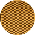 thumbnail image 1 of Ahgly Company Tapis d'Intérieur Ronds Abstraits Orange à Carreaux, 3 Pieds Rond, 1 of 6