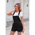 thumbnail image 4 of Pink Queen Women's Denim Classic Adjustable Straps Cuffed Hem Bib Overalls Shortalls S-2XL, 4 of 7
