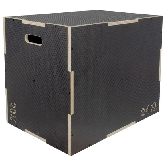 3 in 1 Non-Slip Wooden Plyo Box Plyometric Box Jumping Exercise, Multiple Sizes