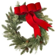 Holiday Time Christmas Red Bow Wreath, 20 inch diameter