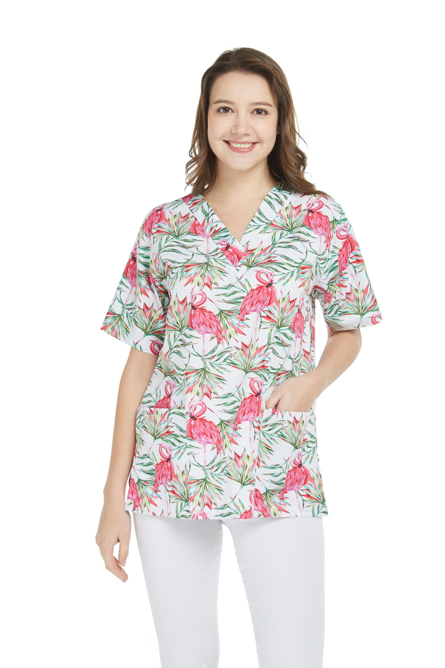 Tropical print deals scrub tops