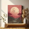 thumbnail image 6 of Pink Moon Bird Flock Boho Canvas Mystical Lunar Zen Nature Wall Decor, 6 of 8