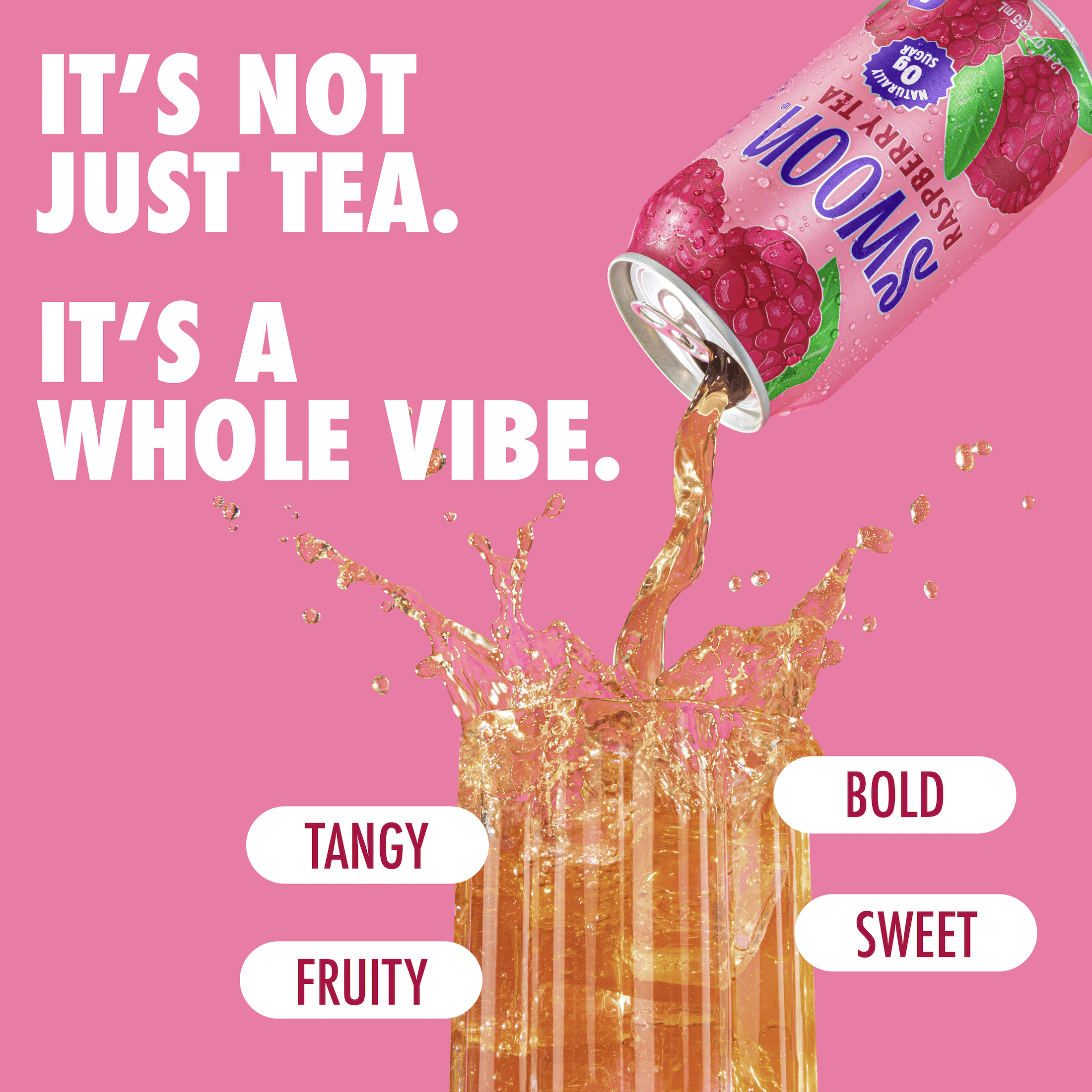 (12 pack) Swoon Zero Sugar Raspberry Iced Tea, 5 Calories, Sugar Free, 12 fl oz Can
