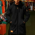 thumbnail image 2 of Mrmaere Men's Hooded Longline Coat with Pockets Casual Fashion Windproof Jacket for Daily Wear & Outdoor Activities Black L, 2 of 8