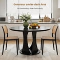 thumbnail image 6 of Virans 47.2" Round Dining Table for 4-6,Kitchen Dining Table with Double Curved Base & Back Panel Buckle Top,Modern Circle Dinner Table for Kitchens,Dining Rooms,Living Rooms,Black, 6 of 10