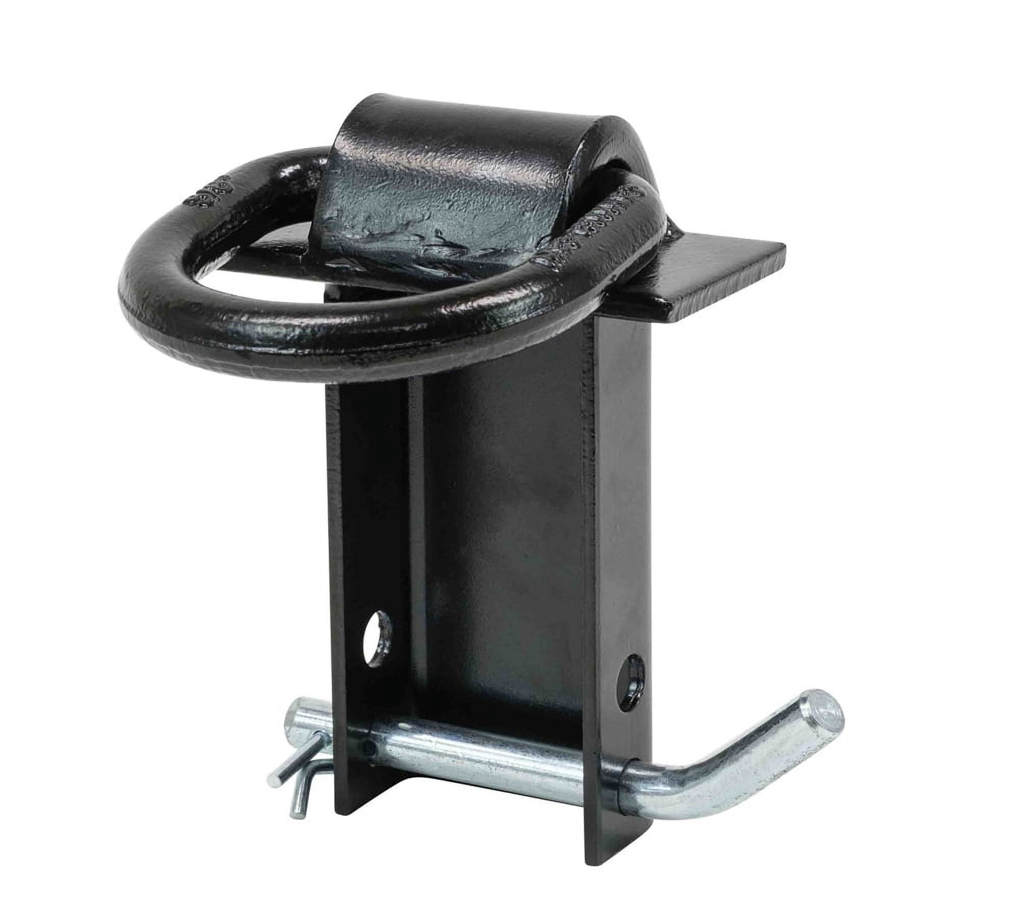 (8 Pack) Heavy Duty Adjustable Trailer Stake Pocket -Small 5/8 Inch Forged D Ring Black Powder Coated w/ 1/2" Hitch Pin, Load Limit 5400 lbs & 2 Adjustable Holes | Stake Pocket D-Ring