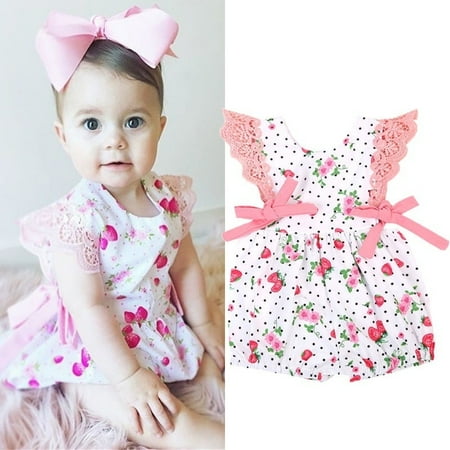 

Newborn Baby Girls Strawberry Romper Bodysuit Jumpsuit Outfits Clothes Sunsuit