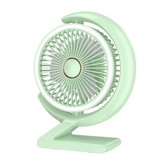 Qocolhg Small Desk Fan with Lamp, Adjustable 5 Wind Speeds, Household High Wind Power Rotatable Circulating Fan Portable USB Tabletop Electric Fan for Home, Bedroom, Office, Travel, Green, Clearance