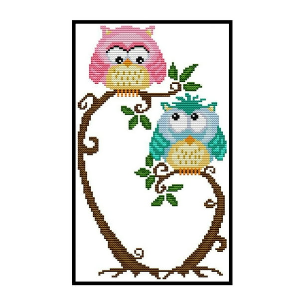 11CT punto de cruz parcial dos búhos contados DIY Kits de bordado hilo de algodón arte Likrtyny decoración de arte