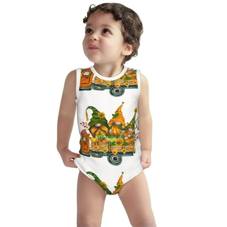 

Vsdgher Thanksgiving Truck Print Baby Unisex Baby Cotton Sleeveless Bodysuits Soft and velvety comfortable and breathable