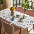 thumbnail image 3 of Pink Spring Floral Table Cloths for 6 Foot Rectangle Tables, Elegant Pastoral Flowers Butterfly Patio Waterproof Elastic Fitted Tablecloths, Washable Rectangular Table Cover for Camping, 3 of 8