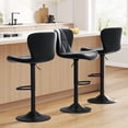 thumbnail image 1 of Hawsaiy Modern Bar Stools Set of 3, Adjustable Faux Leather Upholstered Swivel Bar Stools, Counter Height Bar Chairs with Back for Kitchen Island, Black, 1 of 10