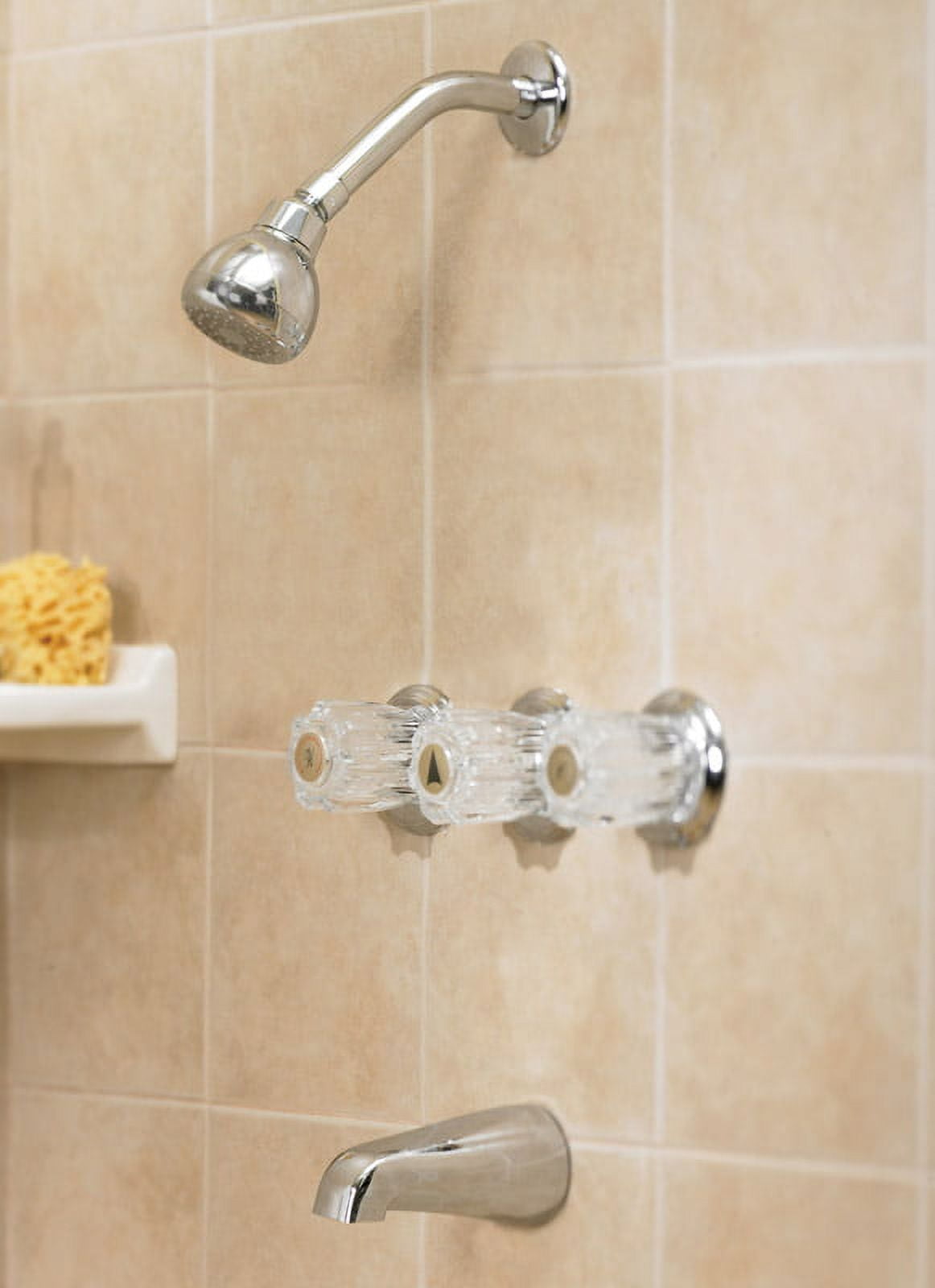 OakBrook Essentials Three Handle Tub and Shower Faucet, Chrome