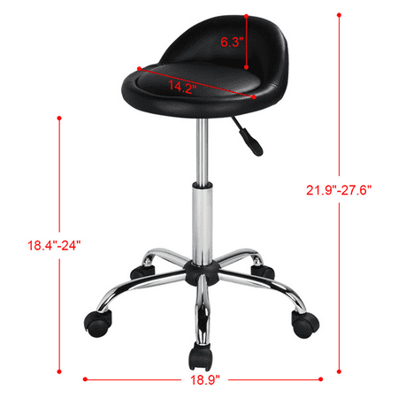 Yaheetech Adjustable Rolling Salon Stool Spa Stool Pedicure Chair Black ...