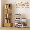 thumbnail image 4 of 4 Tier Rotating Bookshelf with Drawer, 360° Display Spinning Corner Bookcase with Wheels, Storage Rack for Small Spaces, Narrow Wood Book Shelf for Bedroom Living Room Study, 4 of 8