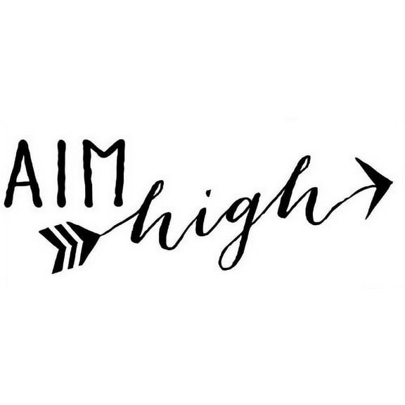 Aim High Inspirational Wall Decals Quote with Arrow, Black, 33x11-Inch