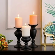 Sziqiqi Vintage Black Candle Holders for Pillar Candles Metal Set of 3