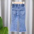 thumbnail image 6 of WRKEKC Jeans for Girls Bow Pearl Flare Slim Fit Denim Pants with Elastic Waist and Side Slit Hem Capri Pants 1-6 Years, 6 of 8